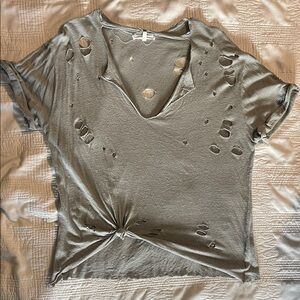 Distressed Gray Women's Top